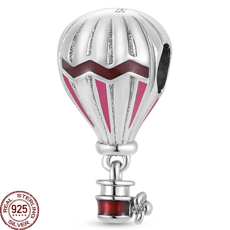 Красочные воздушные шары бусины для женщин 925 серебряный самолет дом подвеска браслет ожерелье DIY ювелирные изделия маркировка