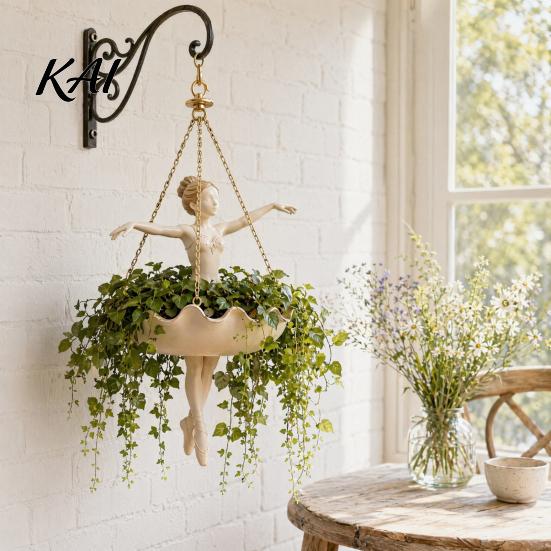Courtyard Garden Planter Ballet Dancer Hanging Planter, Decorative Flower Pot for Indoor Outdoor Garden, Cute Spider Plant Hanger Succulents