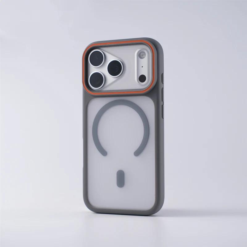 Магнитный матовый противоскользящий бронированный чехол для For Iphone Air 17 17Pro Max 16 Pro 1 14 13 Простой матовый ударопрочный чехол с поддержкой беспроводной зарядки