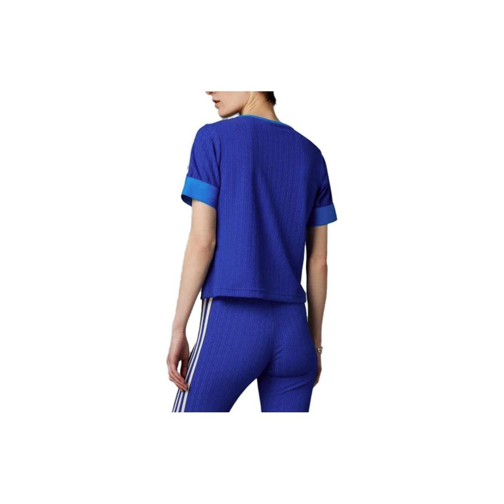 adidas Оригинальная футболка Adicolor 70s Retro Series с вышитым логотипом и коротким рукавом, женские топы, синий IK7846
