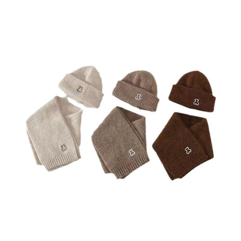 Thick Hat Scarf Set Cute Warm Scarf Fashion Pullover Hats for Baby