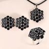 Luxury Natural Black Spinel Women's Jewelry Anniversary Party Banquet Wear Gift 925 Silver Ring Earrings Necklace