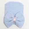 Newborn Baby Girls Striped Headband Headwear Toddler Soft Beanie Hat with Bow