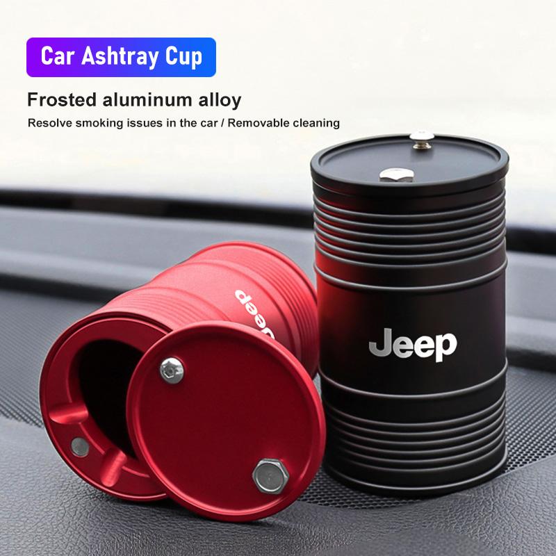 AJL6 Car Ash Tray Soot Cup Aluminum Alloy Cigarette Ashtray For Jeep Grand Cherokee Wrangler JK Gladiator Compass Renegade Wagoneer
