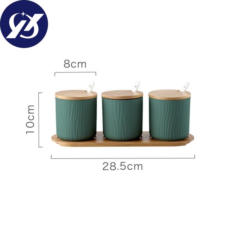 Nordic Ceramic Spice Rack Seasoning Jar Kitchen Salt Pepper Storage Bottle with Cover and Spoon Set Creative Simple Condiment