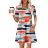 Women's Summer Dress Loose Beach Vacation Casual Round Neck Short Sleeve Sundress With Pocket Short Sleeve Shirt Dress