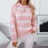 Autumn Winter Vintage Loose Long Sleeve Top Print Pullover Knitwear O-Neck Sweater