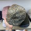 New super cool Spice Girl leopard print duck tongue beret women's spring and summer American retro wide brim showing face small shade forward hat