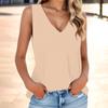 Women's Fashion Summer V Neck Tank Top Lightweight Sleeveless Solid Color Tank Top