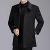 Мужское шерстяное пальто, короткое кашемировое пальто на пуговицах, шерстяная зимняя толстая куртка для папы среднего и пожилого возраста