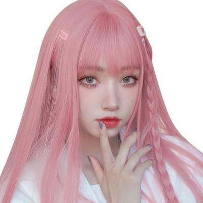 Eileen HAIR Милый Розовый Парик, Полудлинный, Полный Парик для Женщин, Прямой, Натуральный, Стиль Харадзюку, Популярный, Эффект Стройности, Включает Сеточку, Бесплатная Доставка