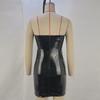 European and American Women's Mirror PU Off-Shoulder Tube Top Dress