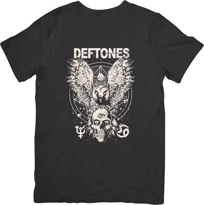 Deftones 1 Музыка Унисекс Посадка для мужчин и женщин Качественная хлопковая футболка Черная