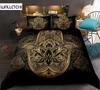 Hamsa Hand King Queen Bedding Set Hand of Fatima Duvet Cover Boho Mandala Black Gold Lucky Hand Polyester Quilt Cover