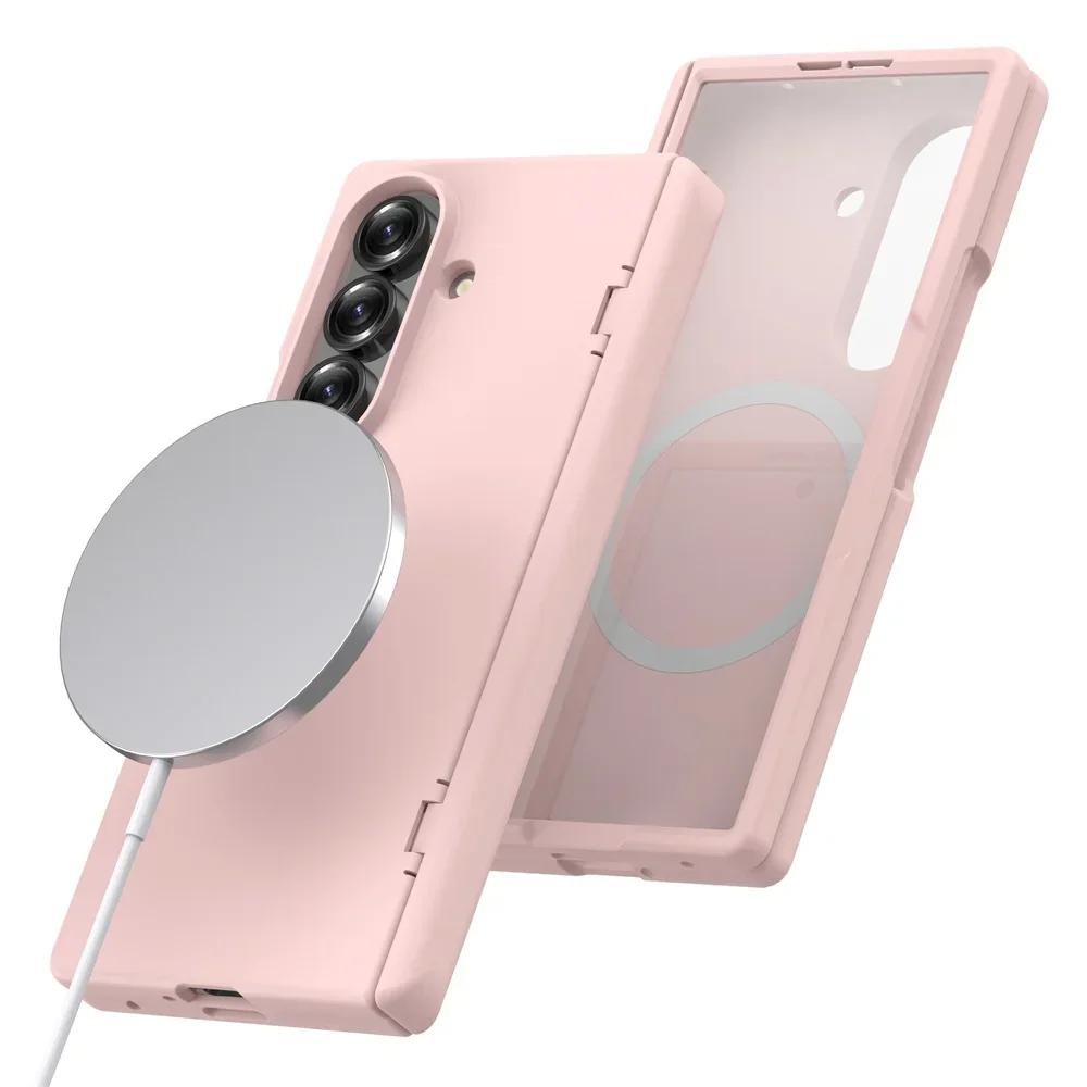 Магнитный чехол для телефона Samsung Galaxy Z Fold 7 с беспроводной зарядкой MagSafe и защитой шарнира экрана