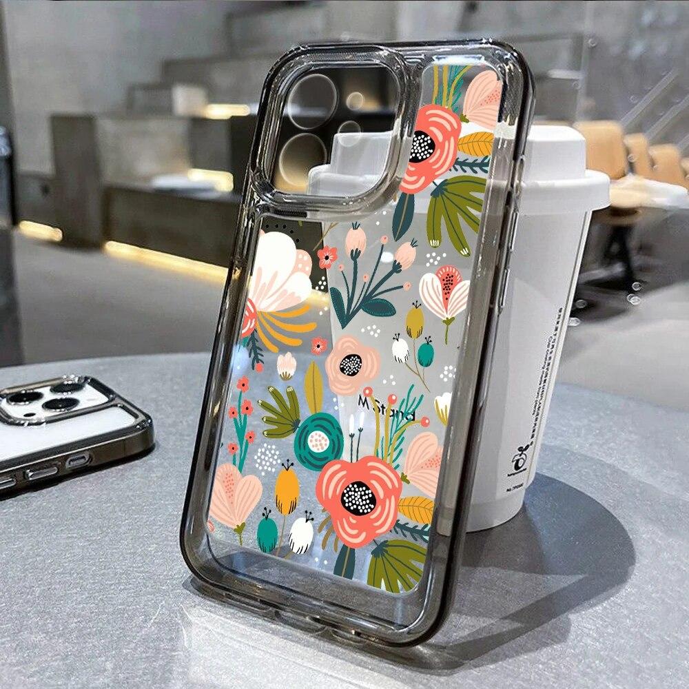 Flower Case For iPhone 11 Case iPhone 13 14 Pro Max 12 Pro XS Max 14 8 Plus XR SE Clear Shockproof Cover For iPhone 13 Pro Max
