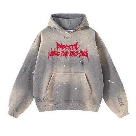 Худи с принтом в горошек в европейском и американском стиле, с эффектом потертости