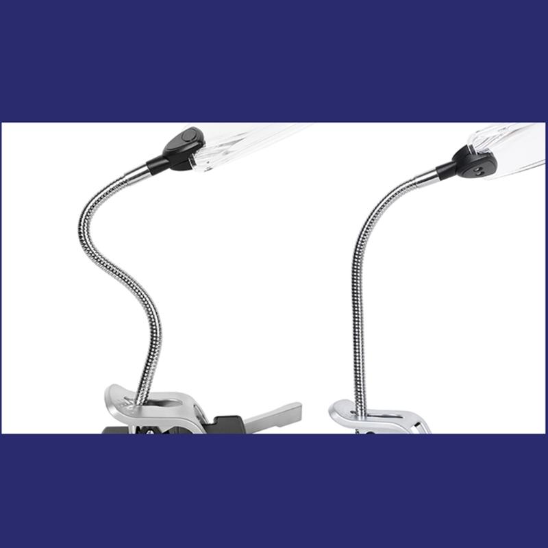 Pro Flexible Hands Free LED Magnifying Glass Desk Lamp Bright LED Illuminated Magnifier with Clamp for Reading