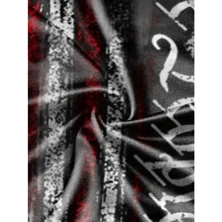 Flag Print Long Sleeve Novelty Vintage T-Shirt - Stylish, Comfortable, and Durable Tees for Autumn - Mens Fashionable Clothing for Casual Wear