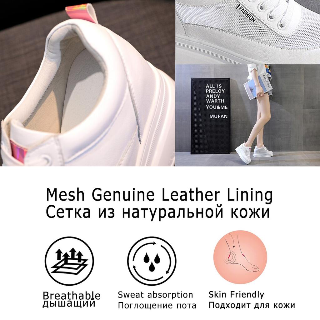 Fujin 9cm Platform Heel Wedge Shoes Sneakers Pumps White Platform Air Mesh Hollow Pumps Shoes Women Zapatos De Mujer