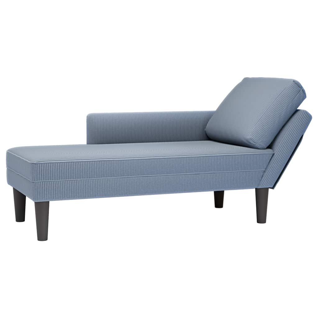 Blue Cord Fabric Chaiselongue with Cushion