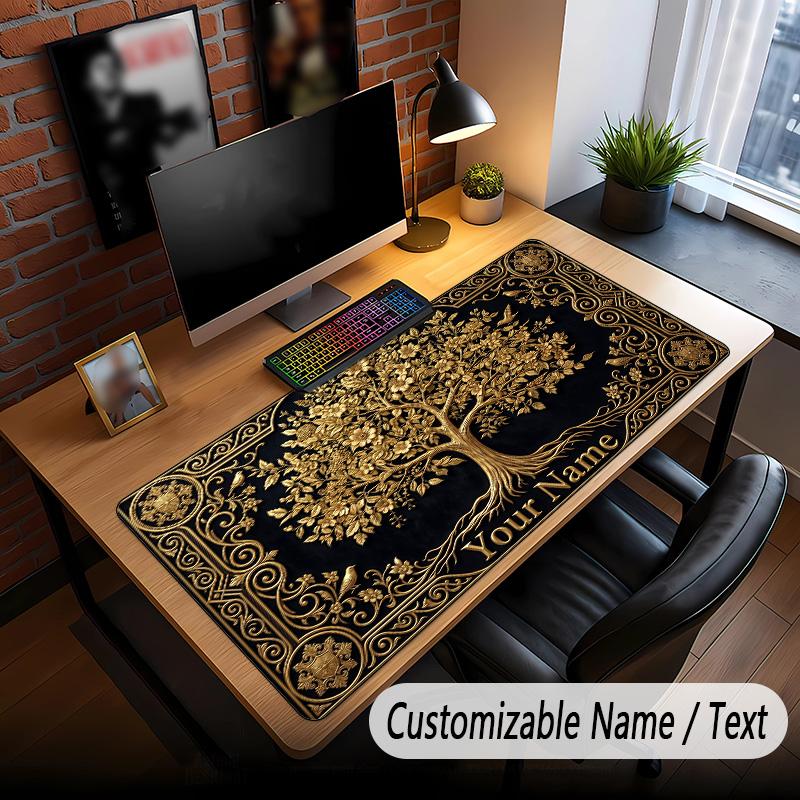 Tree of Life Theme Custom Mouse Pad Personalized With Name Text Customized Desk Mat For Office Home Decor