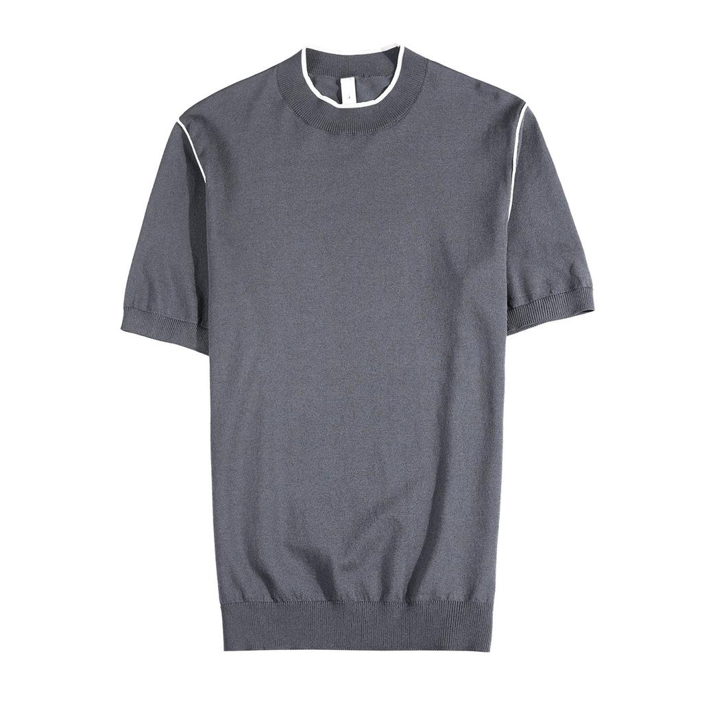 Летние мужские трикотажные футболки корейские элегантные с круглым вырезом и коротким рукавом мужские футболки облегающие повседневные пуловеры футболки Homme Plus Size