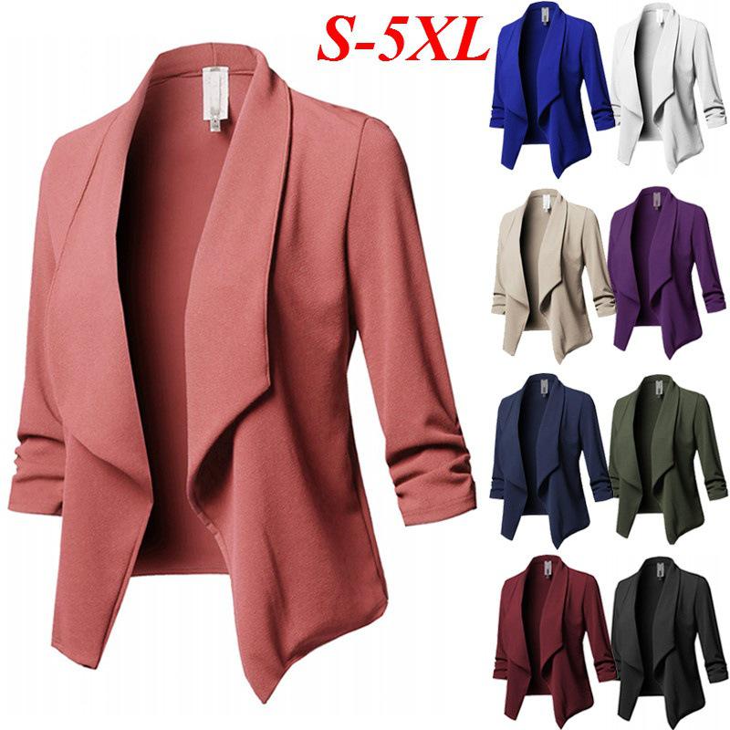 Fashion Women's Clothing Slim Fit Long Sleeve Pleated Solid Color Versatile Small Suit Coat Large