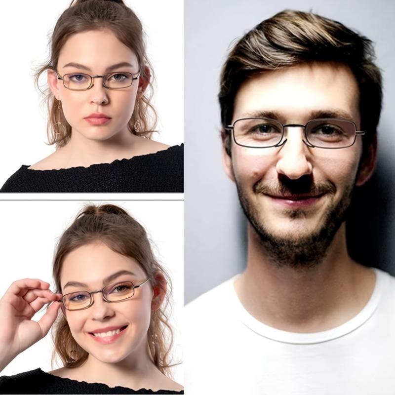 Портативные очки для чтения с увеличением от +1 до +4.0, квадратный дизайн полной оправы, с компактным жестким футляром-коробкой