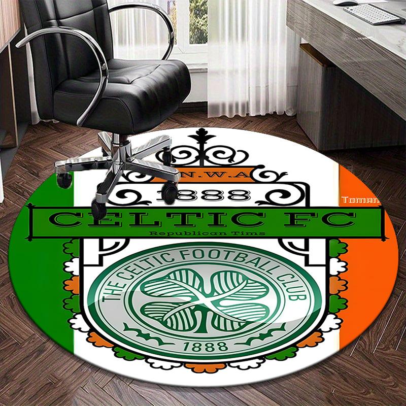 1PC round rug Cel-tic Football Club Crest Printed Round Area Rug ,Rug For Home Office, Round Chair Rug, Decorative Carpet Fan gifts Christmas gift
