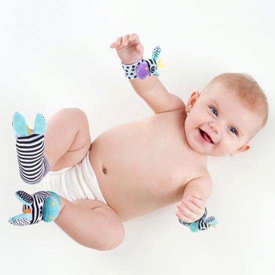 1 комплект детских носков, погремушки на запястье, набор погремушек для поиска ног, детские носки для рук, детские погремушки для новорожденных