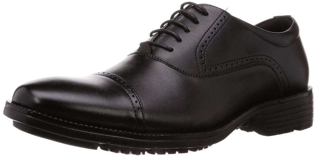 Mario Rosetti Men's Leather Business Shoes, MR7774, 3cm (6-hour waterproof), Breathable, Lightweight, Non-Slip, Antibacterial, Black, Size 26cm (4E)