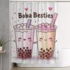 Boba Besties Милый Кавайный Шторка для Ванной с Пузырьковым Чаем Ванная Комната Полиэстер Водонепроницаемые Шторки для Ванной с Крючками