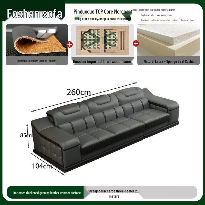 Medium-Thick Leather Corner Sofa for Small to Medium Living Rooms