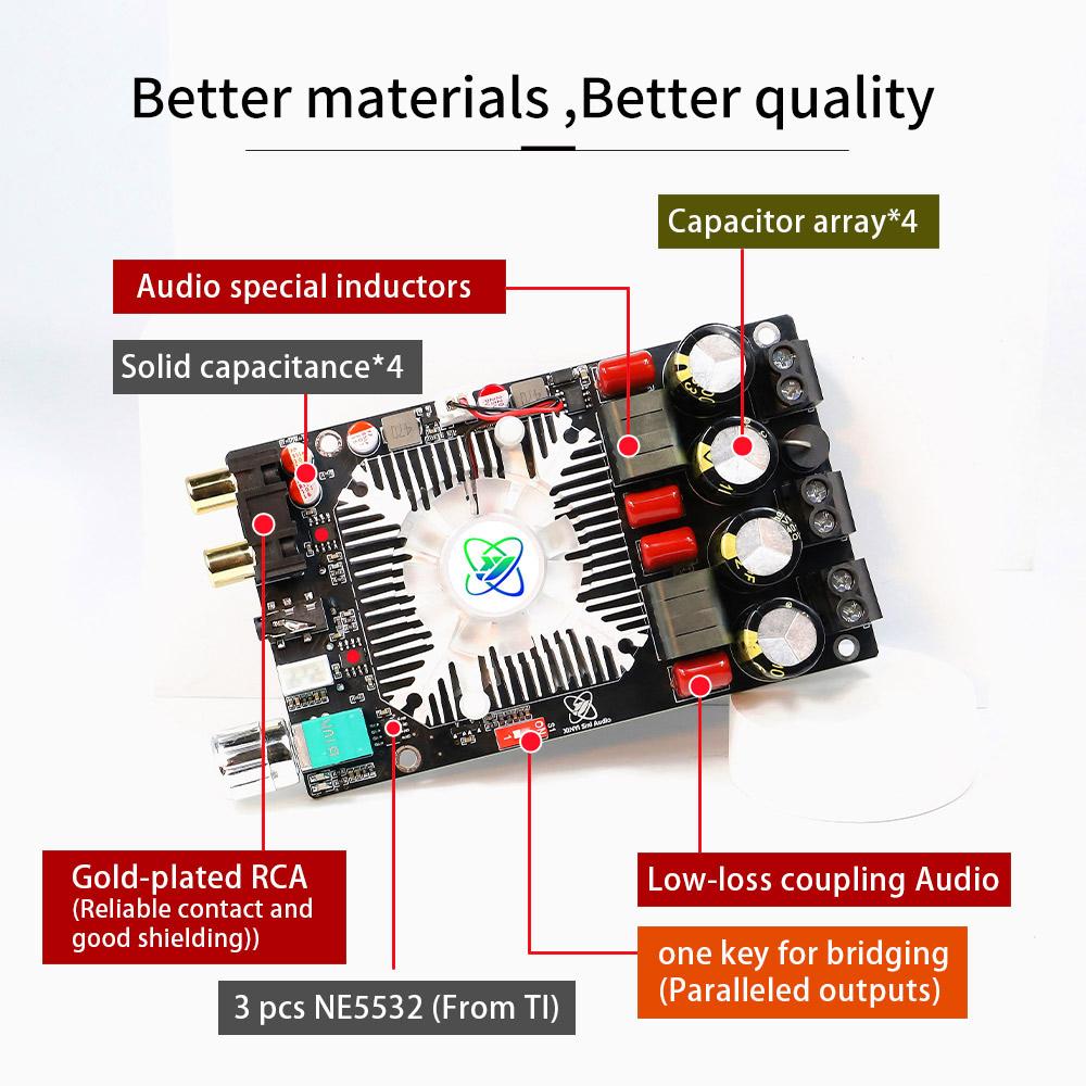 XY-AP2202 Цифровой HiFi усилитель мощности TPA3251D2 DC12-36V 20W-220W Класс Высококачественный аудиовыход Стерео Эквалайзер Усилитель