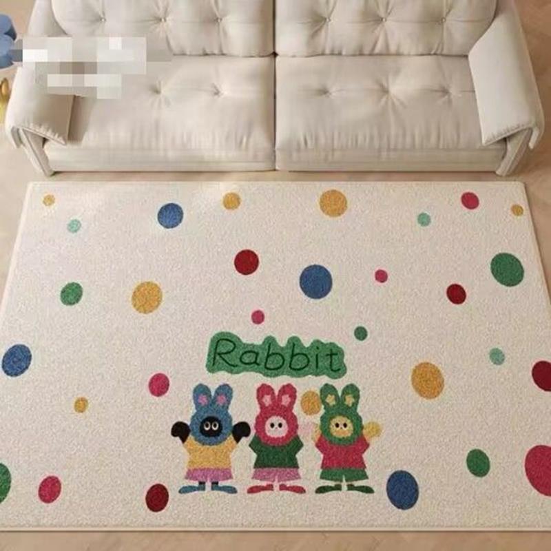 VIKAMA Cartoon Living Room Carpet Princess Style Bedroom Side Rug Bedside Cushion Baby Crawling Mat Home Decoration