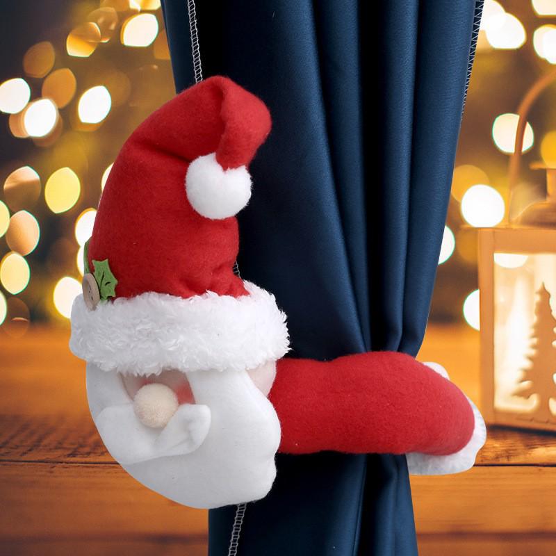 Knitted Santa Claus Curtain Holder Pendant for Christmas Decorations In Hotels