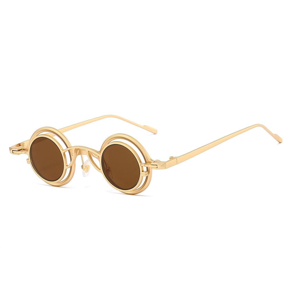 High Quality High End Designer Style Retro Trendy Alloy Metal Round Shaped For Both Male Men Female Sun Glasses