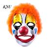 Funny Character Costume Gear Realistic Clown Mask with Red Nose & Plush Wig, Scary Latex Breathable Cosplay Props for Adults Full Face Halloween