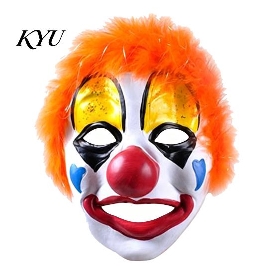 Funny Character Costume Gear Realistic Clown Mask with Red Nose & Plush Wig, Scary Latex Breathable Cosplay Props for Adults Full Face Halloween
