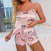 Women Ice Silk Pajamas Sleepwear Pajama Set Camisole Shorts Gray Pink Low Cut Comfortable Casual Summer