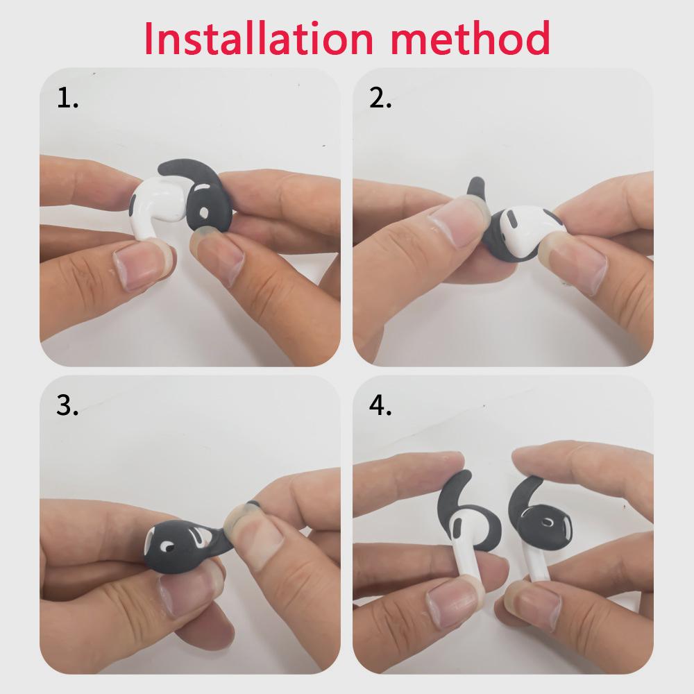 Мягкие силиконовые амбушюры для Apple AirPods 4 с противоскользящими и предотвращающими потерю ушными крючками в черном и белом цветах