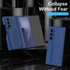 For Samsung Galaxy Z TriFold 5G Case with Tempered Glass Film Silicone Wristband Kickstand PC Phone Cover