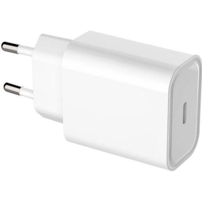 Adaptateur secteur - Chargeur USB C - 20W - Power Delivery 3.0 - Charge rapide - Blanc