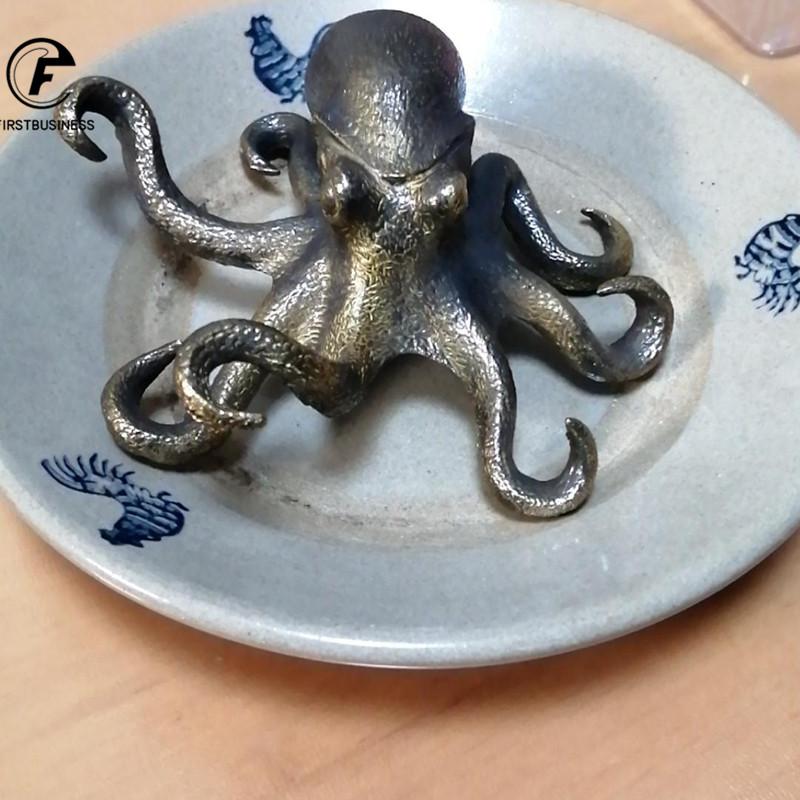 Большая статуя осьминога из чистой меди, чай, украшение для стола для домашних животных, украшения для дома, аксессуары, антикварный чайный сервиз, украшение для дома