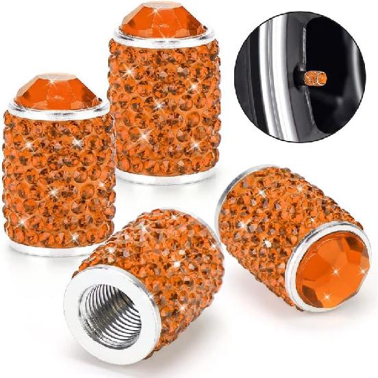 Bling Tire Valve Caps, 4 Pack Handmade Crystal Rhinestone Tire Caps Universal Bling Car Accessories for Women Dustproof Bling Valve Stem Caps Cover