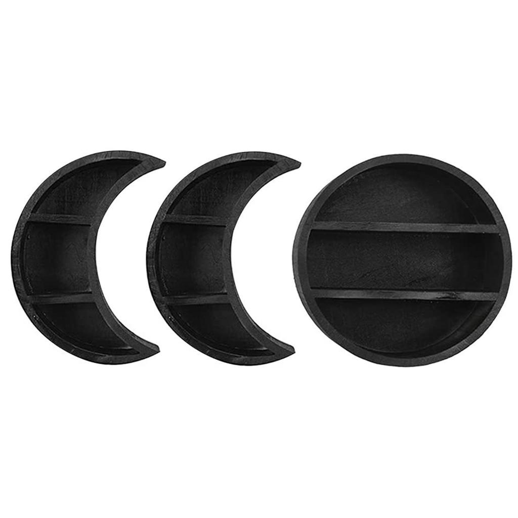 Деревянные полки в виде луны, полка для ванной комнаты с изображением богемного лунного цикла, стеллаж для хранения эфирных масел, аксессуары для украшения дома