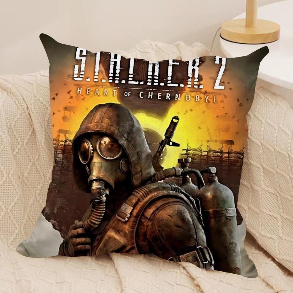 SStalker Game Cushion Cover Silky Short Plush DoubleSided Printed Pillow Case for Sofa All Seasons Home Decor Gift