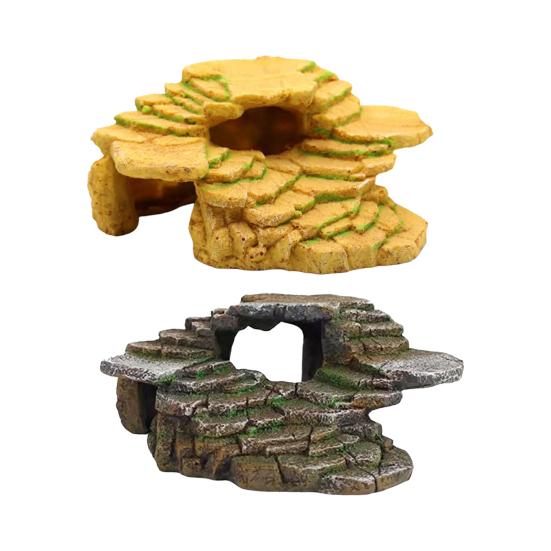 Fish Tank Terrace Wear-resistant Unbreakable Non-fading Pollution-free Sunset Ladder Tortoise Climbing Staircase Rock for Aquarium