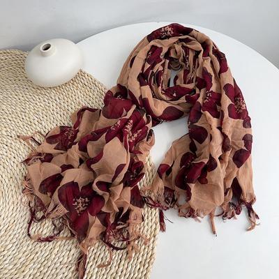 Scarf Cotton Women Long Neck Wrap Shawl Sun Protection Accessory For Summer Spring Holiday